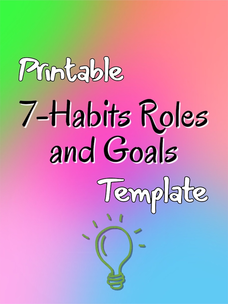 7 Habits Printable Planner Sheet Roles and Goals - Organizer Journal ...