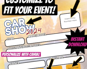 Car Show Window Card Template: Customizable Event Flyer (Canva Digital Download)