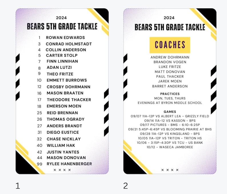 Customizable Football Roster Template: Team Mom Printable (digital ...