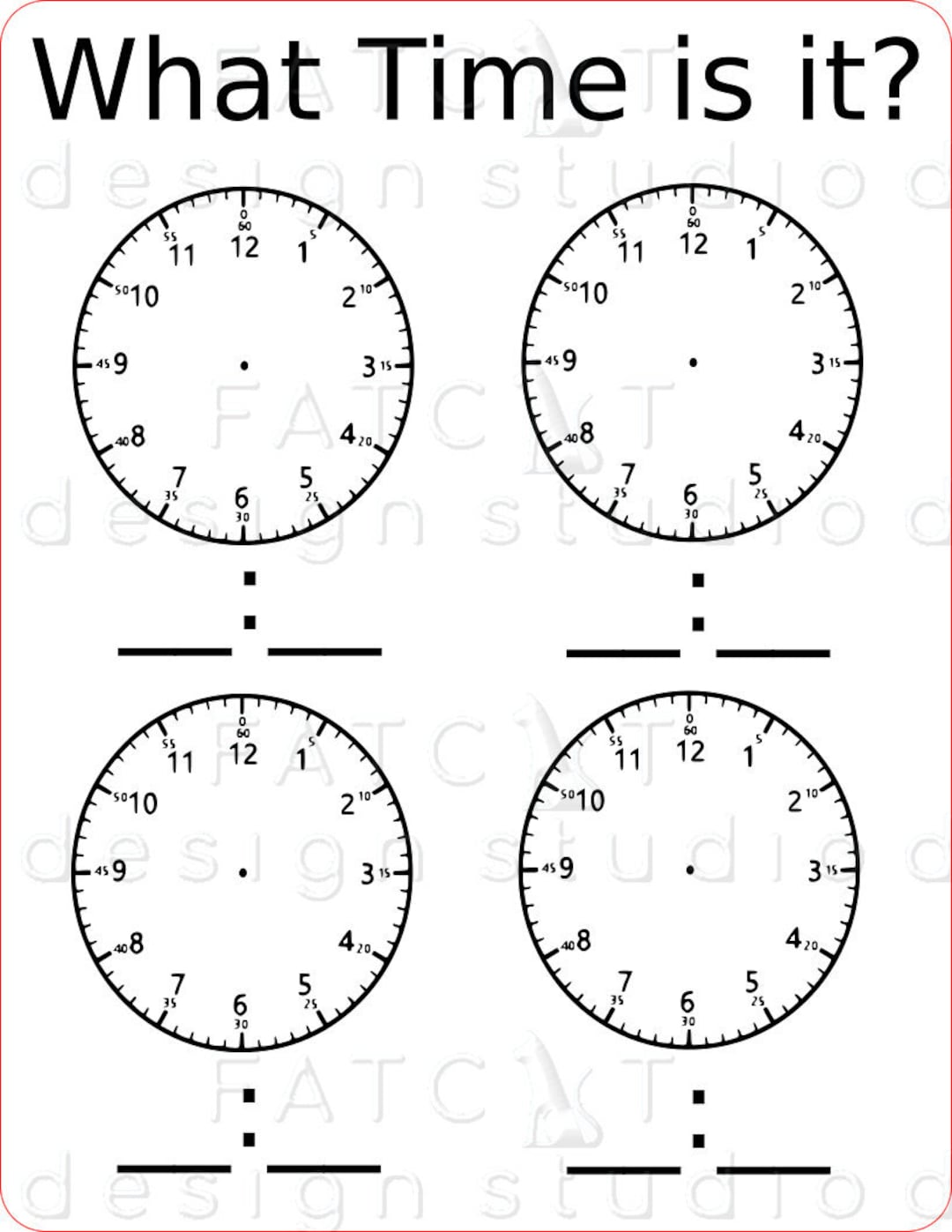 What Time is It Clock Faces Digital File Etsy