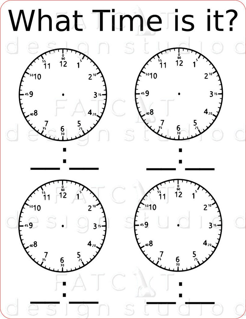 What Time is It Clock Faces Digital File Etsy