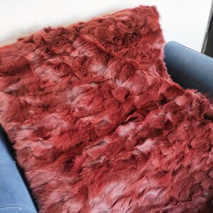 Real Red Fur Blanket • Personalized Fox Fur Blanket Throw • Handmade Genuine Fur Blanket • Fur Bedspread n Sofa Cover