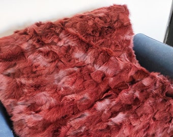 Real Red Fur Blanket • Personalized Fox Fur Blanket Throw • Handmade Genuine Fur Blanket • Fur Bedspread n Sofa Cover