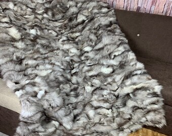 Real Fur Blanket • Personalized Fox Fur Blanket Throw • Handmade Genuine Fur Blanket • Fur Bedspread n Sofa Cover