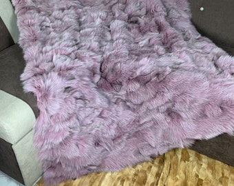 Real Fur Blanket • Personalized Fox Fur Blanket Throw • Handmade Genuine Fur Blanket • Fur Bedspread n Sofa Cover