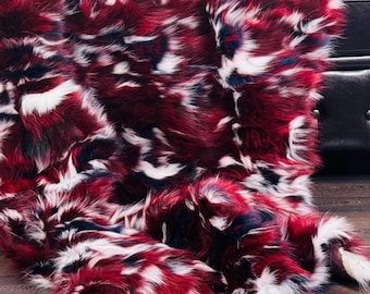 Fox fur real throw blanket Red and White pattern luxurious bedspread fox fur rug for living room and bed decor