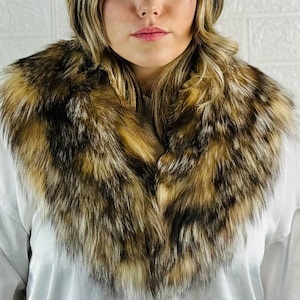 Luxury detachable fox fur collar scarf, warm fluffy fur wrap, gorgeous soft fur stole