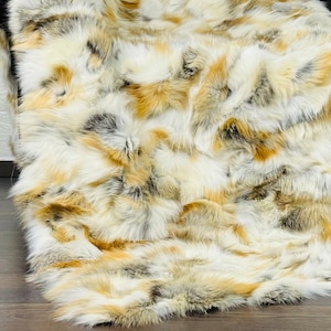 Fuchspelz Decke echt goldene natürliche luxuriöse Tagesdecke Fuchspelz Teppich für Wohnzimmer und Bett Dekor