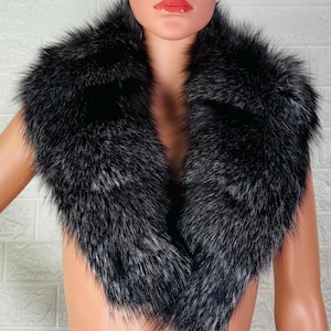 Fox fur collar scarf frost natural, genuine detachable fur scarf, perfect fur wrap and shawl for winter, gift for her