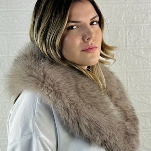 Fox fur collar brown, detachable fur scarf, perfect fur wrap and shawl for winter, gift for her