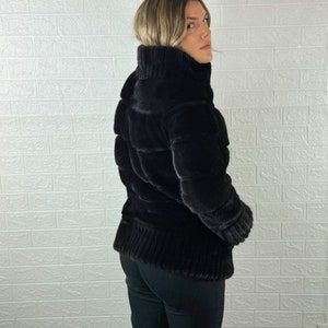 Luxurious Real Mink Fur Coat with Leather lines - Genuine Fur Jacket for Women - Personalized Jacket - Organically and Ethically Farmed Mink