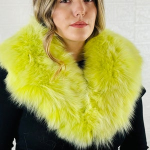 Gorgeous yellow fox fur collar scarf, handmade warm fur stole, elegant soft fur shawl