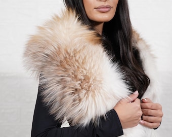 Rare Arctic Golden Fox Fur Collar Scarf • Limited Edition Luxury Fur Shawl • Handmade Real Fox Collar • Premium Winter Accessory