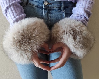 Fur cuffs, fur cuffs for wrists, fox fur cuffs
