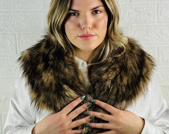 Natural fin raccoon fur collar scarf handmade luxury real fur women accessory winter fashion