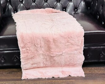 Real Rex Rabbit Baby Pink Full Skin Fur Blanket Throw • Personalized  Handmade Fur Sofa Cover n Bedspread • Vintage Rabbit fur Throw Blanket