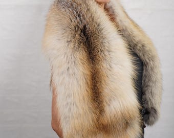 Luxury golden full skin fur scarf collar natural color premium fur etol wrap and shawl