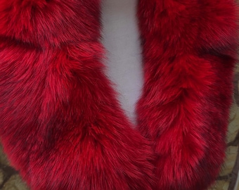 Luxury red fox fur collar scarf warm fluffy fur wrap detachable soft fur stole