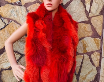 Gorgeous Real Fox Fur Scarf for Women Red Orange • Fox Fur Scarf • Real Fur Collar • Genuine Fur Wrap