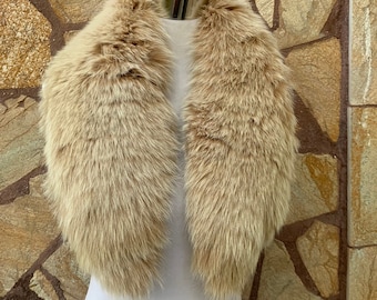 Beige Fur Collar • Real Fox Fur Collar • Real Fur Scarf • Fur Wrap • Fur Shawl