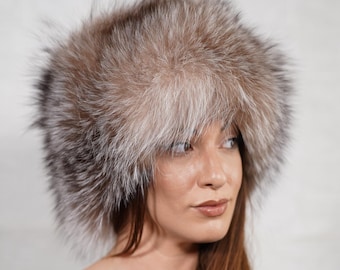 Crystal natural full skin fox fur hat premium warm headwear for winter outfits