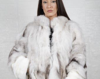 Real fox fur coat jacket for women with collar, luxurious winter fashion, perfect gift idea for her