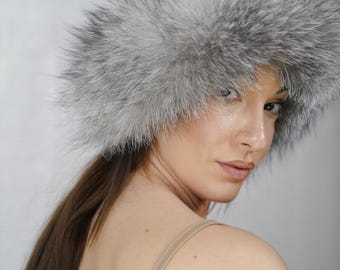 Gorgeous frost natural fox fur headband full skin handmade luxury real fur women accessory winter fashion
