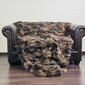 Luxurious  Real FOX FUR Throw Blanket Brown  • Large Area Rug  • Genuine Fur Rug  • Ethically Farmed Fox Fur  • Scandinavian Decor