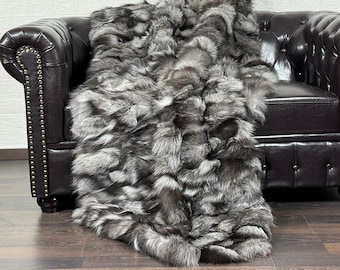 Luxurious Real FOX Fur Blanket Throw - Personalized Handcrafted Warmth for Home Decor - Organically and Ethically Farmed Fox Fur