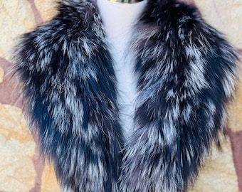 Real silver natural fox fur collar scarf handmade luxury real fur shawl women accessory winter fashion stole