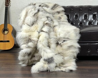 Luxurious Real FOX Fur Blanket Throw - Personalized Handcrafted Warmth for Home Decor - Organically and Ethically Farmed Fox Fur