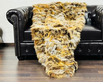Luxurious Real FOX Fur Blanket Throw - Personalized Handcrafted Warmth for Home Decor - Organically and Ethically Farmed Fox Fur