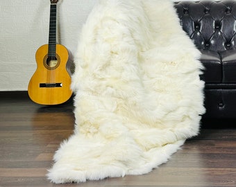 Luxury Real FOX Fur Blanket Throw White - Personalized Handcrafted Warmth for Home Decor - Organically and Ethically Farmed Fox Fur