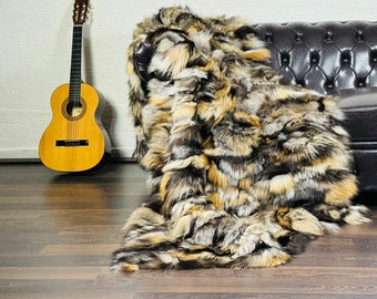 Exclusive Real Fox Fur Rug - Personalized Handcrafted Natural Fox Fur Throw for Home Decor - Organically and Ethically Farmed Fox Fur
