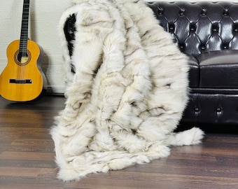 Beautiful Real FOX Fur Blanket Throw Natural - Personalized Handcrafted Warmth for Home Decor - Organically and Ethically Farmed Fox Fur