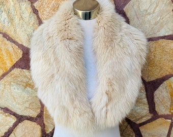 GORGEOUS Beige FOX FUR Collar • Real Fur Collar • Real Fur Scarf • Fur Wrap • Fur Shawl