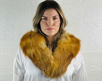 Genuine Real Fox Fur Collar Natural Detachable - Stylish Statement Piece for Winter Fashion for Women and Men