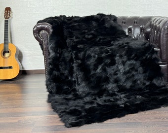 EXCLUSIVE Real FOX FUR Throw Blanket • Large fur Area Rug  • Genuine Fur Rug  • Ethically and Organic Farmed Fox Fur  • Scandinavian Decor