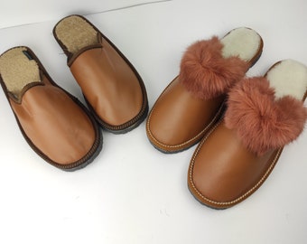Fur slippers,sheepskin slippers,leather slippers,fur slippers for couple