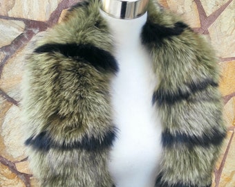 Green Fur Collar • Real Fox Fur Collar • Real Fur Scarf • Fur Wrap • Fur Shawl