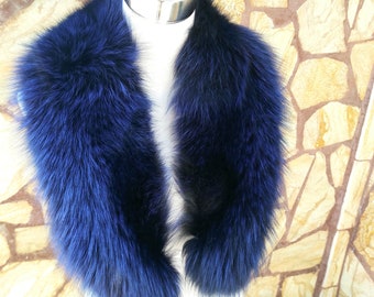 Blue  Fur Collar • Real Fox Fur Collar • Real Fur Scarf • Fur Wrap • Fur Shawl