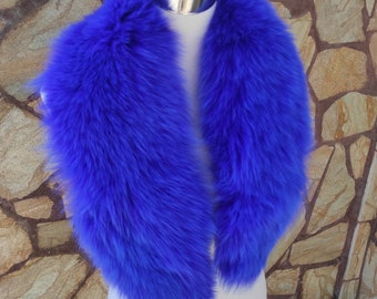 Blue Fur Collar • Real Fox Fur Collar • Real Fur Scarf • Fur Wrap • Fur Shawl