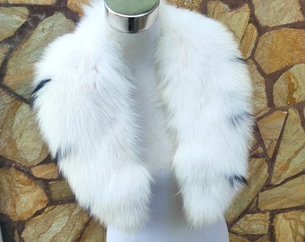 White Fur Collar • Real Fox Fur Collar • Real Fur Scarf • Fur Wrap • Fur Shawl