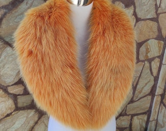 Orange Fur Collar • Real Fox Fur Collar • Real Fur Scarf • Fur Wrap • Fur Shawl