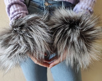 Fur cuffs, fur cuffs for wrists, fox fur cuffs
