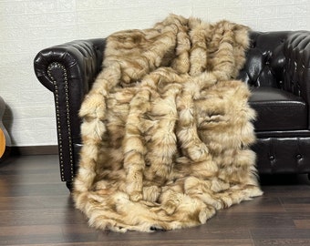 Luxurious Real FOX Fur Blanket Throw - Personalized Handcrafted Warmth for Home Decor - Organically and Ethically Farmed Fox Fur