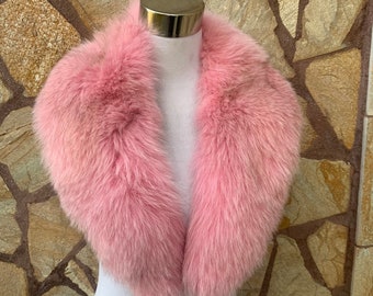 Pink Fur Collar • Real Fox Fur Collar • Real Fur Scarf • Fur Wrap • Fur Shawl