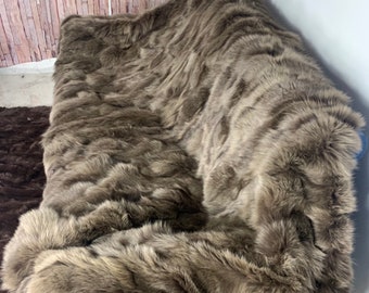 Real Brown Fur Blanket • Personalized Fox Fur Blanket Throw • Handmade Genuine Fur Blanket • Fur Bedspread n Sofa Cover