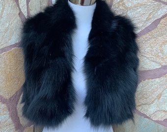Black Fox Fur Collar Scarf for Women • Fur Womens Scarf • Fur Stole Accessory Gift for her