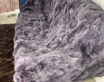 Real Fur Blanket • Personalized Fox Fur Blanket Throw • Handmade Genuine Fur Blanket • Fur Bedspread n Sofa Cover